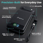 5K Magnetic Power Bank, Black, Qi2 Certified 15W Wireless Charger, LCD Display, Ultra-Slim Solid-State Battery Pack for iPhone 17/16, Lightweight Travel, Everyday Use USB-C Portable Charger
