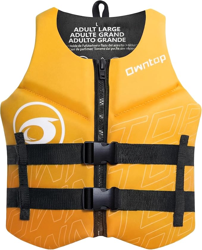 Owntop Swim Vest Adult Water Sport Vest Neoprene Floaties for Swimming, Boating, Kayaking, Fishing | Adjustable Zipper Dual Buckle Foldable Buoyancy Jacket