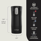 Contigo AUTOSEAL West Loop Vacuum-Insulated Stainless Steel Travel Mug with Easy-Clean Lid, 12oz, Matte Black