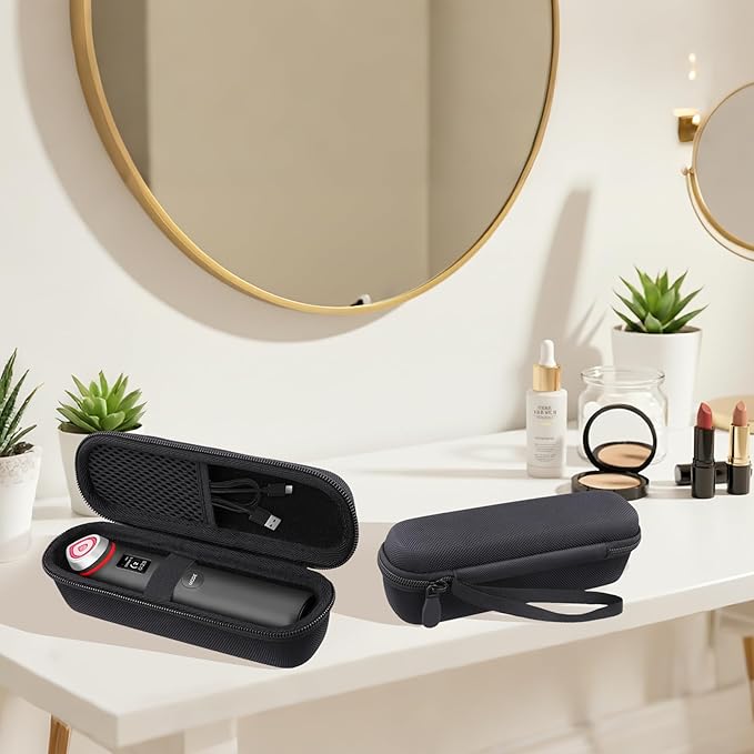 Hard Carrying Case for medicube Booster Pro 6-in-1 Real Glass Glow Beauty Massager, Shockproof EVA Storage Organizer with Mesh Pocket, Portable Travel Case, Black