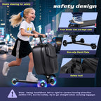 smilesun Foldable Ride On Scooter Suitcase with Front Opening, Lightweight Carry On Scooter Luggage for Adults, Teens & Kids（Black 20-inch）
