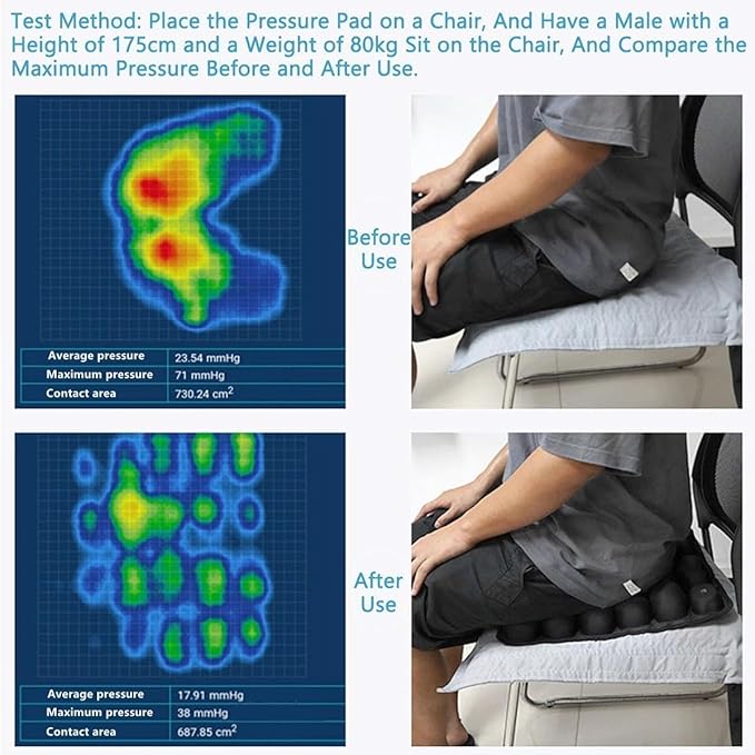 MUGUOY Travel Cushion Airplane Seat, Portable Airplane Seat Cushion for Long Flights,42 Bubbles Pressure Relief Inflatable seat Cushion for Air Travel