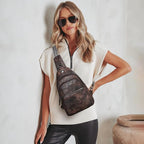 LATMAP Sling Bag For Women Faux Leather Small Casual Daypack Backpack Fanny Pack Crossbody Chest Bags Purse
