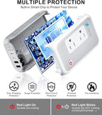 220V to 110V Voltage Converter US to Europe for Curling Iron and Hair Straighteners, Power Converter for European Travel Plug Adapter with 2 USB A & 2 USB C Ports (Grey White-Global)
