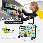 smilesun 20" Ride-On Suitcase for Kids, Cute Pattern, Lightweight Hardshell Carry-On Luggage with Double Spinner Wheels, TSA Lock for Boys & Girls（Green）