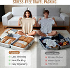 Veken 8 Set Packing Cubes for Travel Essentials, Suitcase Organizer Bags in 4 Sizes, Carry-On Luggage Accessories with Large Laundry & Hanging Toiletry Bag, Must-Have for Airplane, Road Trip & Camping