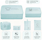 8 Set Travel Packing Organizers- Luggage Organizer for Suitcase Organization with Hanging Toiletry, Shoe & Laundry Bags, Packing Cubes for Travel Essentials, Cute Gifts for Women, Lake Blue