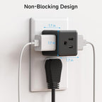 [ETL Listed] Cable Matters 3-Pack 3 Outlet Wall Adapter (Grounded Cube Tap, Outlet Splitter, 3 Way Plug Adapter, 3-Prong Power Splitter), Black