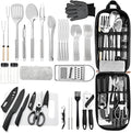 THTYBROS Portable Camping Kitchen Utensil 34 Pcs Set- Cookware Kit, Stainless Steel Outdoor Cooking and Grilling Utensil Organizer Travel Set Perfect for Travel, Picnics, RVs, Camping, BBQs, Parties