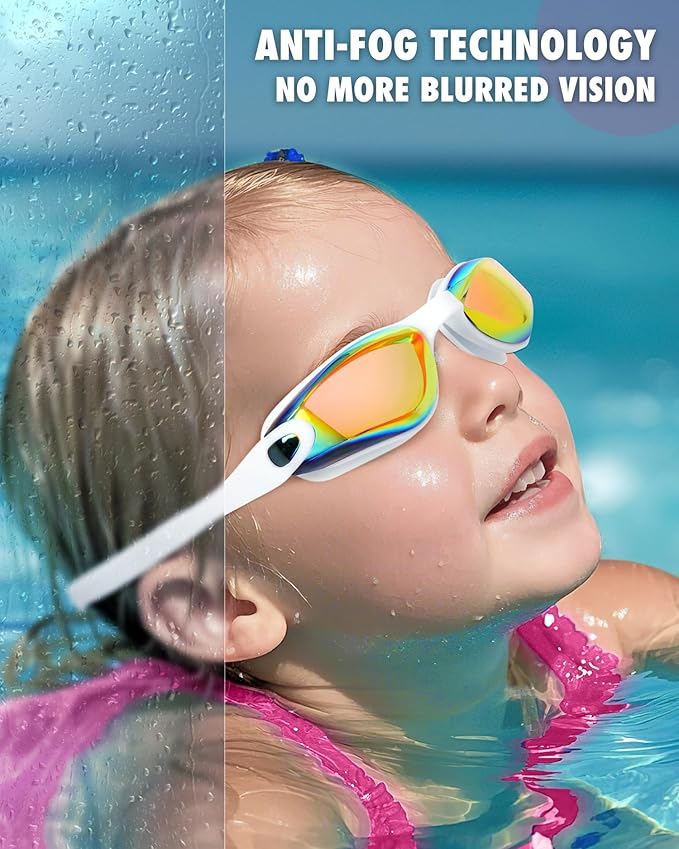 Aegend Swim Goggles for Kids Youth 3-14 Anti-Fog Anti-UV Comfort Fit Goggles for Swimming