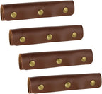 Mcredy Handbag Handle Cover Dark Brown PU Leather Luggage Handle Wraps with Metal Clasp for Purse Wallet Travel Bags, 4 Packs