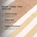 Cotton Turkish Beach Towel with Towels Oversized 36"x72" Pool Absorbent Extra Large Quick Dry Sand Travel Towel (Biscotti Luxe, 4 Pack)