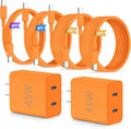 QZIIW iPhone 17 16 15 Pro Max Charger Fast Charging,45W Dual Port USB C Fast Charger Block [2-Pack] & Extra Long 60W 3/6/10/10FT USB C Cable - PD Quick Adapter 3.0 for iPhone 16 15 17/16 15 17 Pro.