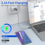 [2-Pack, 1ft] Short USB Type C Cable,Portable USB-C Charger Nylon Braided Fast Charging Cord Compatible iPhone 17/16 Pro Max Android Samsung Galaxy S20 S10 S9 S8 Plus S10E Note 20 10 9 8
