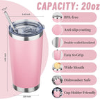 20 oz Tumbler with Lids and Straws, Stainless Steel Insulated Travel Coffee Mug, Double Wall Vacuum Insulated Tumblers, Powder Coated Coffee Tumbler for Cold & Hot Drinks (Mix Color-8, 4 Pack)