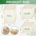 22 Pack Reusable Produce Bags Washable - Cotton Mesh Grocery Bags Lightweight Hanging Storage Bag Breathable Durable Net Shopping Sack for Vegetables Fruits