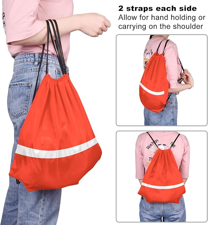 KUUQA 22 Pcs Drawstring Backpack Bag Bulk Reflective Backpack String Bags Cinch Sack Backpack for Team Yoga Sport Gym Traveling (11 Colors)