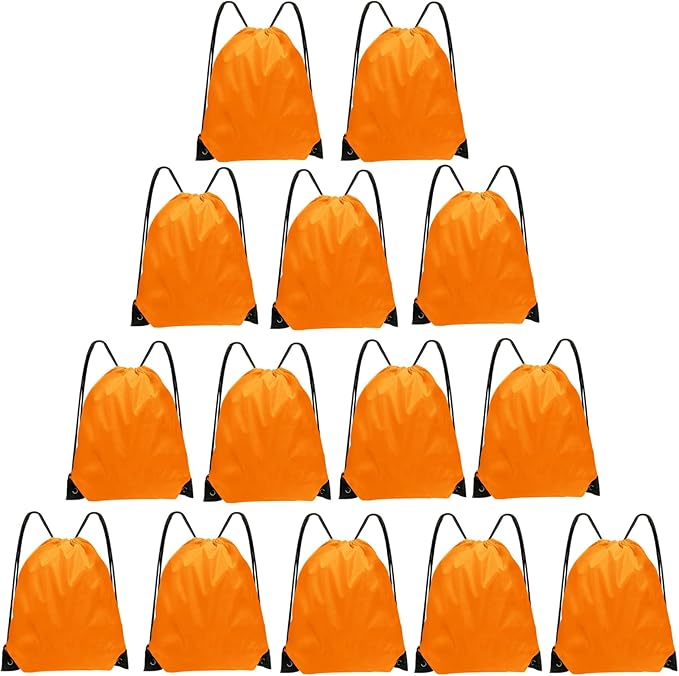 Grneric Drawstring Bags Bulk 14 Pcs Drawstring Backpack Bulk Cinch Bag Sackpack for Men Women Gym (Orange)