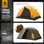 OneTigris Stella 4 Season Camping Tent Backpacking Waterproof Lightweight Easy Setup Instant 3000mm Waterproof Rating Outdoor Hiking Tent