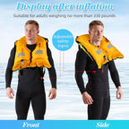 Adult Automatic Inflatable Kayak Vest PFD,Water Sports Vest for Boating Fishing Kayaking SUP Paddleboarding（fit Weight Below 330 lbs）
