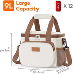 Lifewit Medium Lunch Bag, Insulated Lunch Box, Soft Cooler Cooling Tote for Adult Men Women, Beige 12-Can (9L)