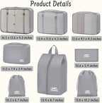 8 Set Packing Cubes for Travel Luggage Organizer Bags for Family, Mesh Packing Cubes for Suitcases, Travel Essentials Bags Set for Women & Men