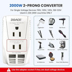 Upgraded 2000W 220V to 110V Converter for European Travel, Voltage Converter US to Europe for Hair Dryer Straightener Curling Iron, 2300W Adapter with EU/UK/AU/US Plugs for Laptop Camera Cell Phone