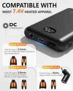 Ultra-Light 5V 7.4V 10000mah Heated Vest Battery Pack Compatible with ORORO, Battery Pack for Heated Vest with LED, Rechargeable Power Bank for TODWARM, for XINSONYUELL, for Vestego, for Weamest