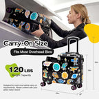 smilesun 20" Ride-On Suitcase for Kids, Cute Pattern, Lightweight Hardshell Carry-On Luggage with Double Spinner Wheels, TSA Lock for Boys & Girls（Black）