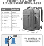 AREYTECO 60L Travel Laptop Backpack for Men, Extra Large Backpack, Big Capacity Carry On Backpack, 18-19 Inch Laptop Backpack Water Resistant Luggage Computer Daypack College Bag, Grey
