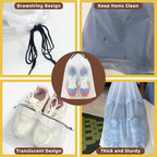 6 PCS Clear Shoe Bags for Travel, 11.8" x 15.7" Travel Shoe Bags for Storage and Packing, Waterproof Drawstring Shoe Bag for Traveling, Travel Essentials for Women and Men