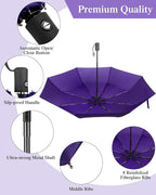 Yahenda 4 Pack Windproof Travel Umbrella Automatic Open & Close Folding Umbrellas for Rain Portable Umbrella Set for Men Women Backpack & Car Essentials