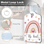 2Pack Luggage Tags for Suitcases, Cute Unique Pu Leather Cruise Luggage Tag with Privacy Cover ID Label Address Card and Metal Ring Suitable for Women Men Kids Travel Bag Rainbow Heart
