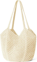 Tavaleu Crochet Tote Beach Bags for Women, Mesh Beach Tote Knit Bag, Summer Vacation Aesthetic Boho Hobo Shoulder Bag