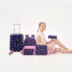 Kid’s Luggage Set 5 Piece Suitcase Set 16’’ Hardside Luggage with Spinner Wheels Girls Carry on Toddler Travel Rolling Suitcase Carry on Luggage Airline Approved