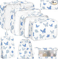 KPX 8 Set Packing Cubes for Travel, Luggage Packing Organizers Accessories Large Toiletries Bag for Clothes Shoes Cosmetics (8Set-Butterfly)