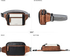 LATMAP 3L TRIPLE ZIP Fanny Packs Belt Bag For Women Men Crossbody Waist Pack Sling Chest Bum Travel Bag Purse Faux Leather Fashion Cute Black