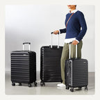 Amazon Basics 3-Piece Hardshell Luggage Set (21", 26", 30"), Scratch-Resistant Expandable Suitcases with Multi-directional Wheels and Telescoping Handle, Black