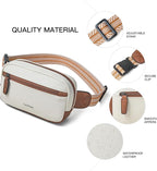 LATMAP 2L Fanny Packs Everywhere Belt Bag Small Fashion Crossbody Waist Pack Faux Leather Waterproof Sling Chest Bag For Women Beige