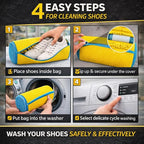 Shoe Washing Machine Bag for Sneakers, 360° Deep Clean Chenille Microfiber Laundry Bag with Hidden Zipper, Reusable Shoe Wash Protector for Running & Tennis Shoes (Yellow)