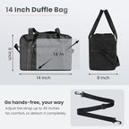 Small Gym Bag 14 Inch Duffel Bag for Women & Men,Waterproof Travel Sports Bags,Mini Gym Duffel with Bottle Holder,Foldable Lightweight Carry On Duffle-Black