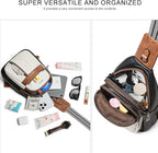 LATMAP 7L Sling Bag For Women Men Backpack Fanny Pack Crossbody Chest Travel Shoulder Belt Bags Purse Handbag PU Leather