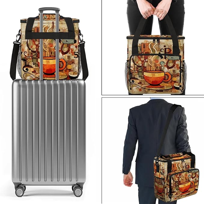 Coffee Maker Travel Bag Compatible with Keurig K-Mini or K-Mini Plus, Single Serve Coffee Brewer Carrying Case with Multiple Pockets for K-Cup Pods, Storage Bag With Shoulder Strap(Bag Only)