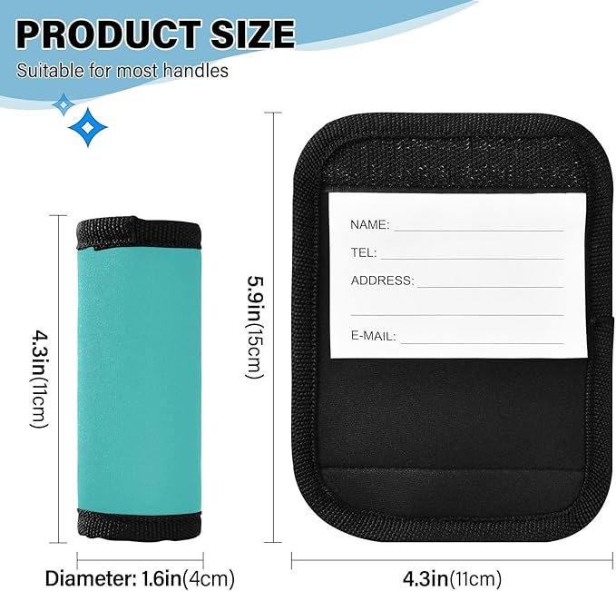 DOMIKING Blue Green Luggage Handle Wraps for Suitcase Luggage Identifier Soft Luggage Marker for Travel Bag Suitcase Luggage Handle Cover Travel Accessories, 4 Pack