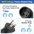 219261 Multi Voltage Power Adapter Plug for Miller & Hobart Welders/Plasma Cutters, 4 Pin to 3 Prong Electric Welding Adapter Plug for Welding Power Cord 5-15P (115V/15A)