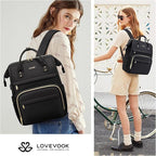 LOVEVOOK Laptop Backpack,15.6 Inch Professional Womens Purse Computer Bag Nurse Teacher Backpack,Waterproof College Work Bags Carry on Travel Back Pack with USB Port,Black
