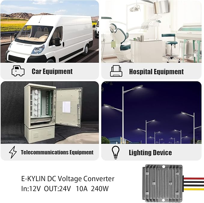 DC 12v to 24v Step up Converter Regulator 10A 240W Power Supply Adapter for Motor Car Truck Vehicle Boat Solar System etc.(Accept DC9-20V Inputs)