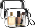 Icramsy Clear Makeup Bag,2 Pack TSA Approved Toiletry Bag Travel Toiletry Bag Hanging Makeup Cosmetic bag for Women Men (Black).