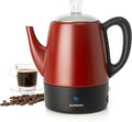 Mixpresso Red Small Electric Percolator Coffee Pot 4 Cup Stainless Steel - Coffee Percolator Electric with Keep Warm Function - Auto Shut-Off for Safe Daily Brewing
