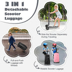 iubest Scooter Luggage Carry On Scooter Suitcase for Kids Age 4-15, Detachable & Foldable 4 in 1 Kids Suitcase, Multifunctional Ride On Travel Trolley Scooter Combo-Black
